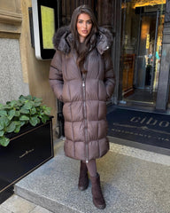 Estelle Longline Padded Faux Fur hood - Brown