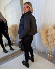 Sophia Full Faux Fur-Lined Bomber Jacket - Black