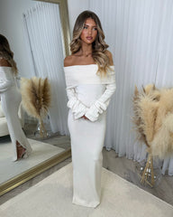 Sofia Cowl Neck Knitted Maxi Dress - Beige