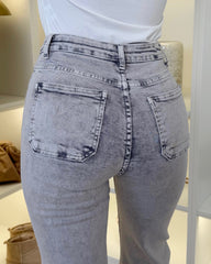 Ashley Push Up Design Straight Leg Denim Jeans - Light Grey