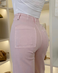 Ayla High Waisted Straight Leg Jean - Pink