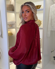 Alana Sheer Tie Back Top - Wine