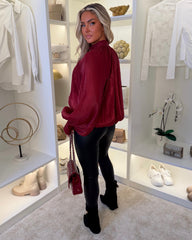Alana Sheer Tie Back Top - Wine