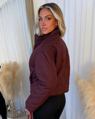 Sophia Full Faux Fur-Lined Bomber Jacket - Burgundy