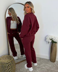 Amelia Bomber Zip Jacket & Straight Leg Joggers Set- Wine