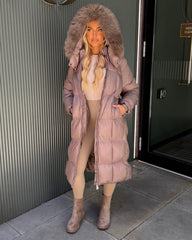 Estelle Longline Padded Faux Fur hood - Taupe