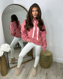 Rachael Ruched Sleeve Hoodie with Ribbon Detail - Blush Pink