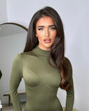 Indie Ribbed Contour Jumpsuit- Khaki