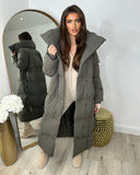 Trisha Long Padded Duvet Trench Coat - Grey