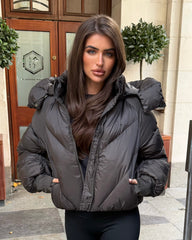 Lorna Short Style Padded Bomber Coat - Khaki