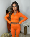 Cara Ribbed Legging and Top Set- Orange