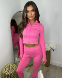 Cara Ribbed Legging and Top Set- Bright Pink