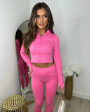 Cara Ribbed Legging and Top Set- Bright Pink