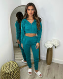 Letita Zip Front Hooded Tracksuit - Teal