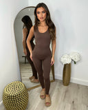 Megan Sleeveless Unitard Jumpsuit - Chocolate