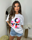 Lara LOVE Colour block T-Shirt - White