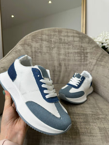 Alex Lace Up Trainers - Denim Blue