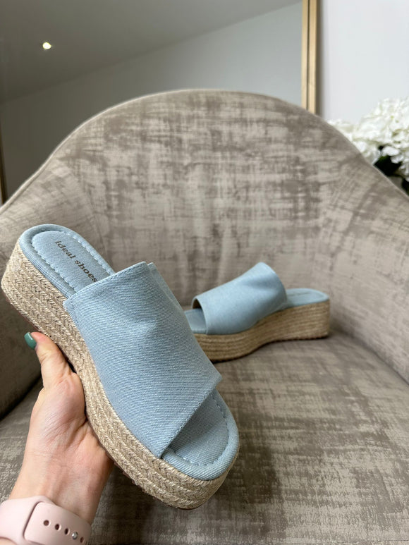 Dua Suede Single Strap Wedge - Blue