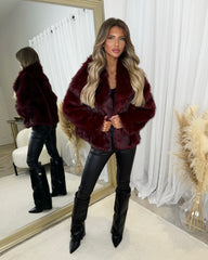 Ferne Faux Fur Coat - Burgundy