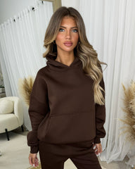 Clara 'GLAMDOLL' Embroidery Outline Detail Back Design Hoodie - Chocolate