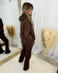 Skylar 'GLAMDOLL' High Density Front Detail Fleece Lined Hoodie - Chocolate