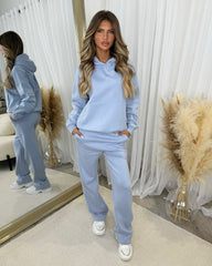 Clara 'GLAMDOLL' Embroidery Outline Detail Back Design Hoodie - Baby Blue