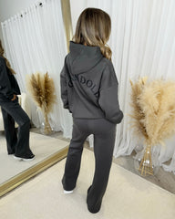 Lydia 'GLAMDOLL ORIGINAL' Front & Back Print Design Fleece Lined Hoodie - Slate Grey