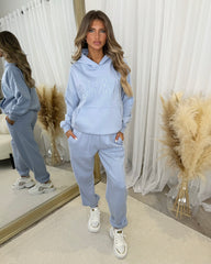 Emily 'GLAM' Embroidery Outline Front Design Fleece Lined Hoodie - Baby Blue