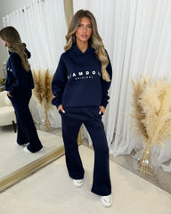 Skylar 'GLAMDOLL' High Density Front Detail Fleece Lined Hoodie - Navy