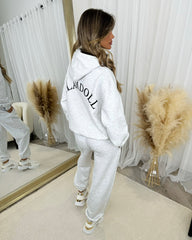 Lydia 'GLAMDOLL ORIGINAL' Front & Back Print Design Fleece Lined Hoodie - Bleach Grey