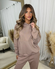 Clara 'GLAMDOLL' Embroidery Outline Detail Back Design Hoodie - Mocha