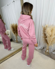Lydia 'GLAMDOLL ORIGINAL' Front & Back Print Design Fleece Lined Hoodie - Blush Pink