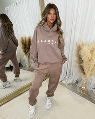 Skylar 'GLAMDOLL' High Density Front Detail Fleece Lined Hoodie - Mocha