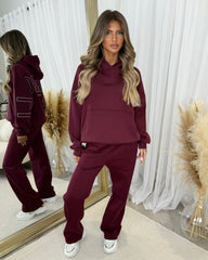 Clara 'GLAMDOLL' Embroidery Outline Detail Back Design Hoodie - Burgundy