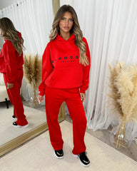 Skylar 'GLAMDOLL' High Density Front Detail Fleece Lined Hoodie - Red