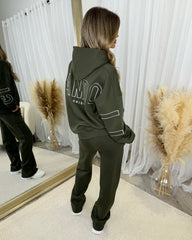 Clara 'GLAMDOLL' Embroidery Outline Detail Back Design Hoodie - Khaki