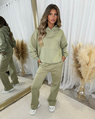 Lydia 'GLAMDOLL ORIGINAL' Front & Back Print Design Fleece Lined Hoodie - Sage Green