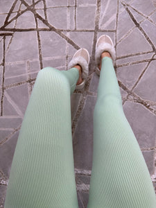 Kaci Ribbed Leggings - Sage Green