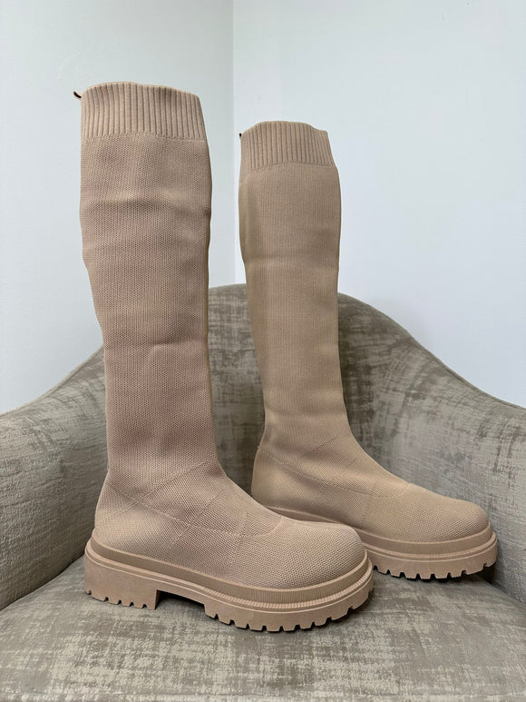 Kim Tall Sock Boot- Camel