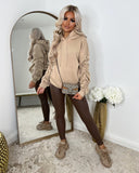 Penny Ruched Sleeve Hoodie - Beige