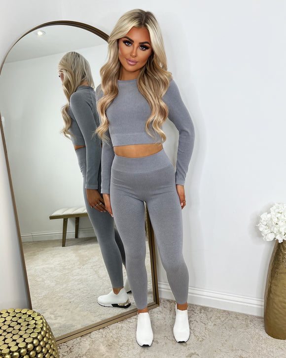 Caprice Long Sleeve Gym Set - Light Grey