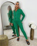 Simone Zip Front Pocket Detail Loungewear - Parrot Green