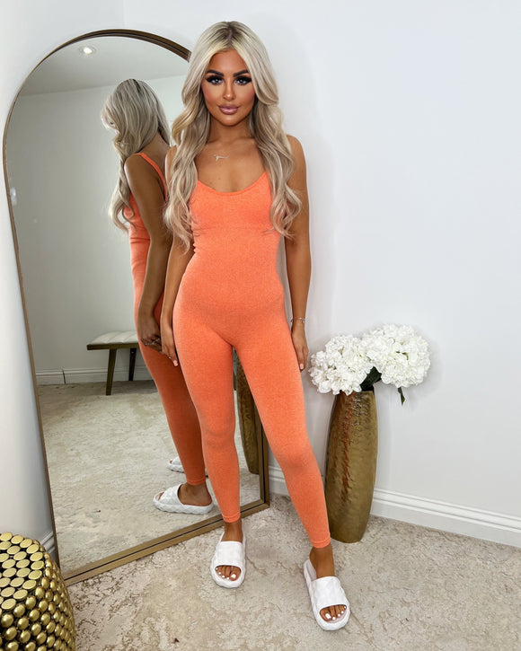 Pearl Spaghetti Strap Jumpsuit - Orange