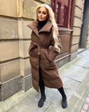 Trisha Long Padded Duvet Trench Coat - Chocolate