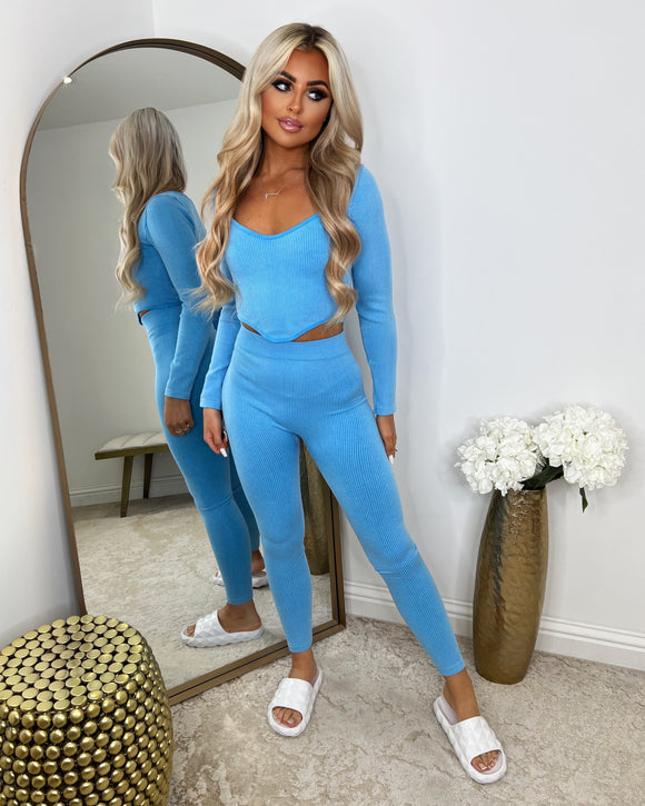 Miesha Corset Style Gym Set - Sky Blue