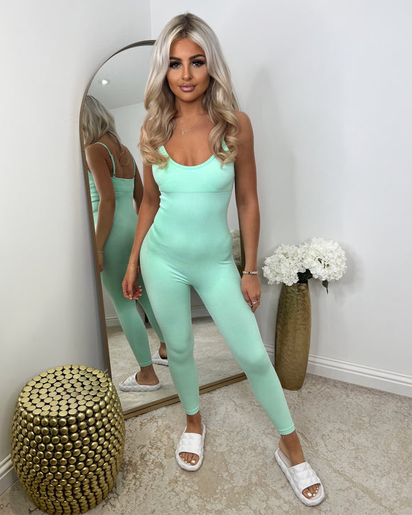 Pearl Spaghetti Strap Jumpsuit - Mint