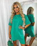 Sutton Side Split T-Shirt & Short Set - Bottle Green