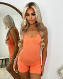 Trixie Short Spaghetti Strap Unitard - Orange