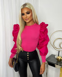 Sadie Puff Sleeve Top - Fuchsia