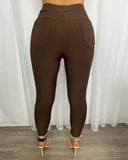 Destiny Straight Leg High Waisted Legging - Chocolate